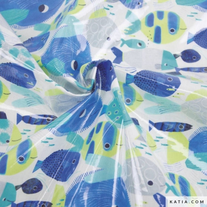 Cotton Laminated Pu "Tropical Neon Sea" Katia Fabrics - Telas