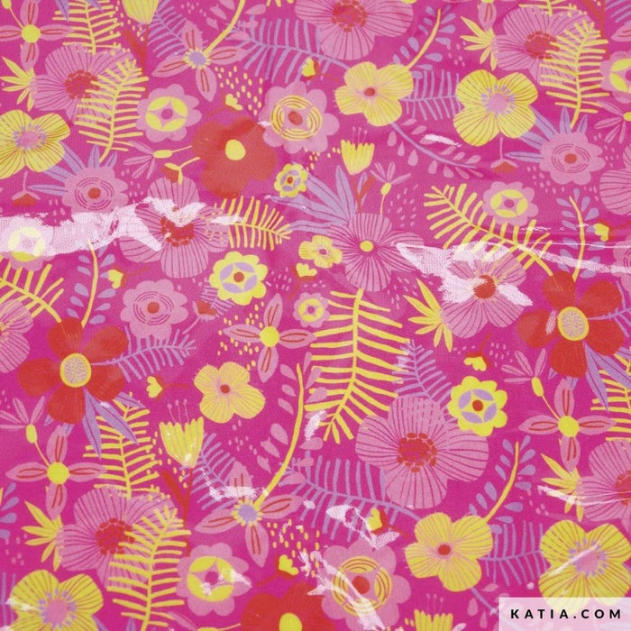 Cotton Laminated Pu "Tropical Fuchsia" Katia Fabrics - Telas